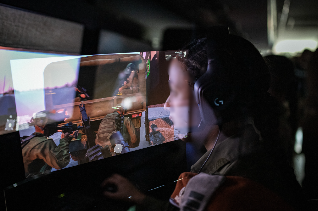 Soldier training on DCA simulator during Iron Swords War